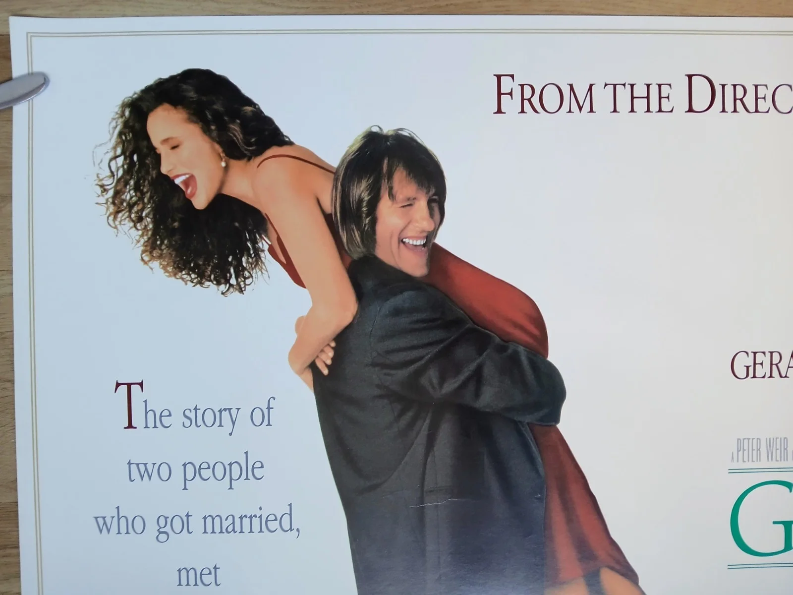 GREEN CARD (1990) original rolled quad poster - Gerard Depardieu, Andie McDowell, image 2