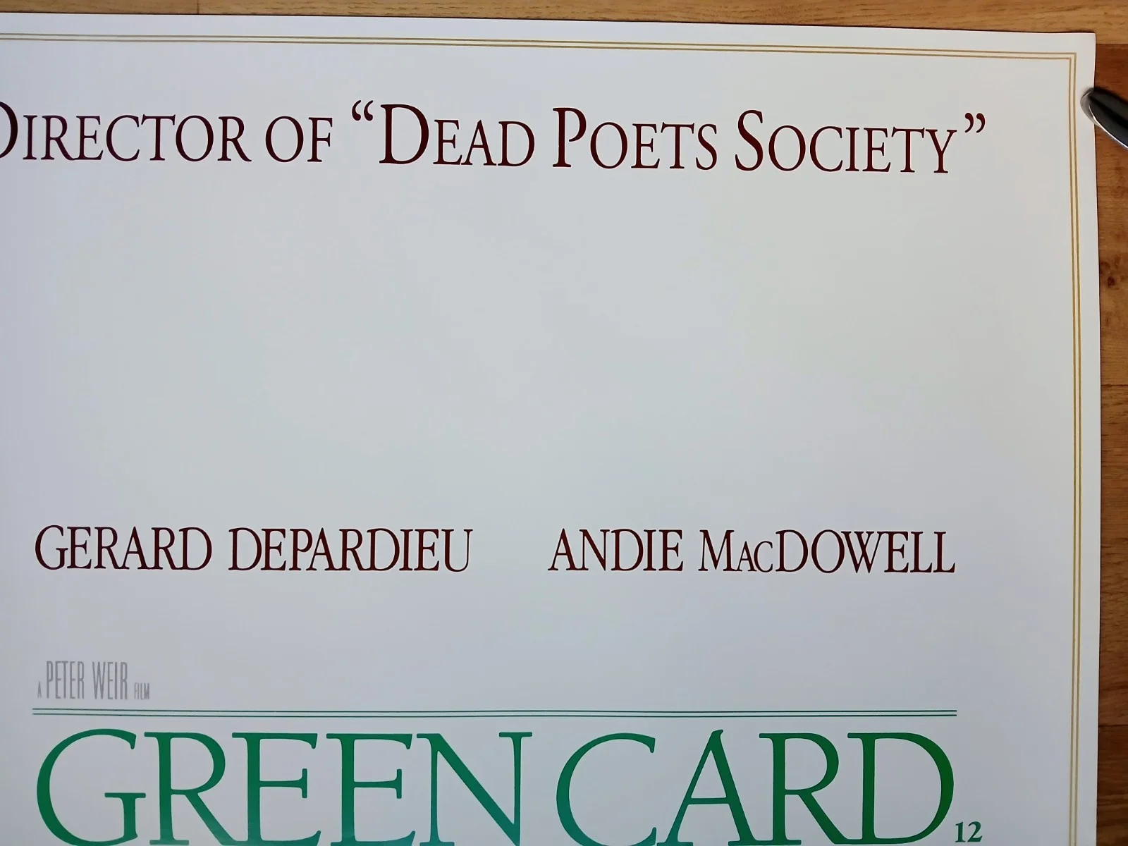 GREEN CARD (1990) original rolled quad poster - Gerard Depardieu, Andie McDowell, image 3
