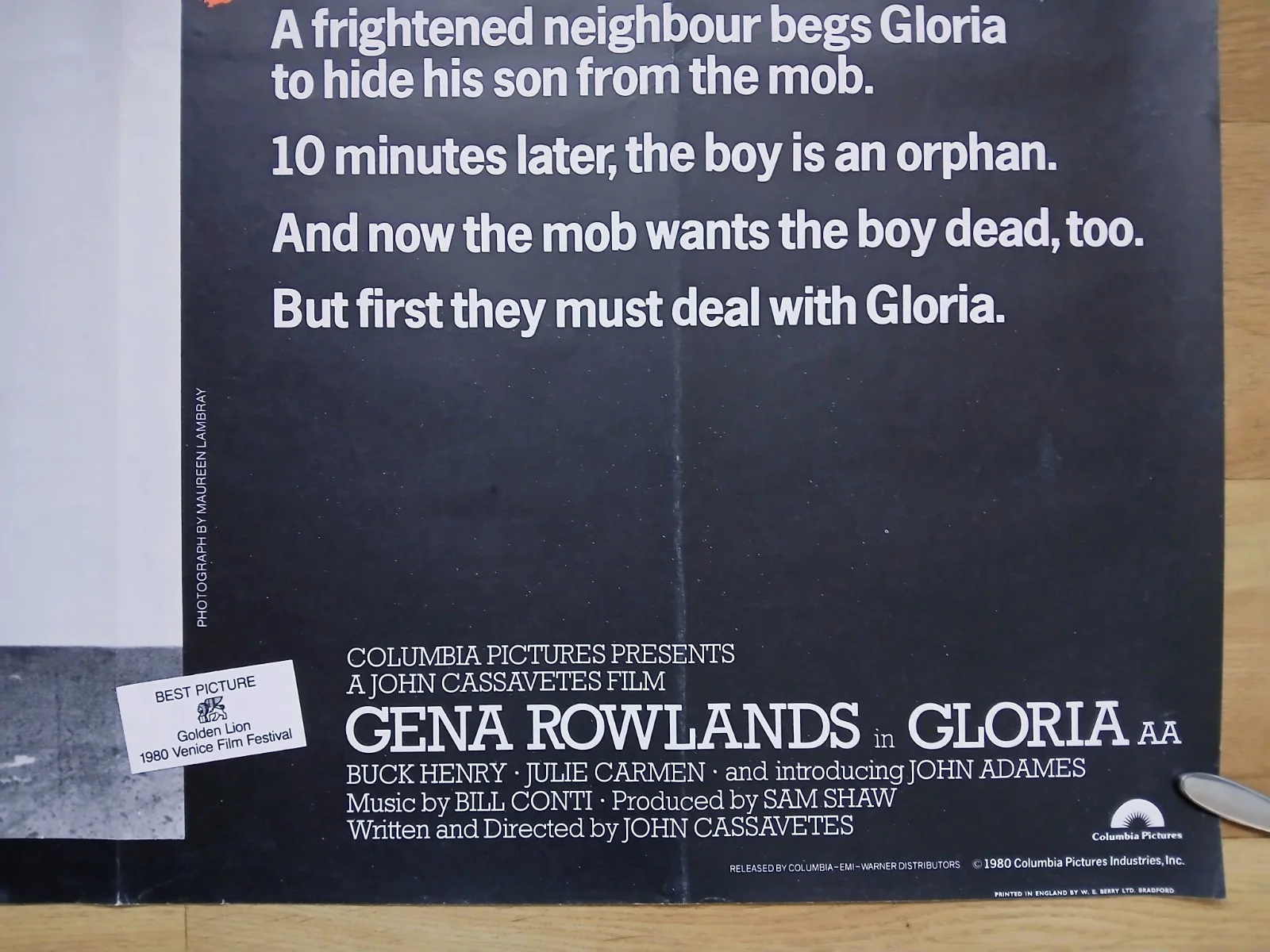 GLORIA (1980) rare original UK quad poster - Gena Rowlands Mafia crime thriller, изображение 5
