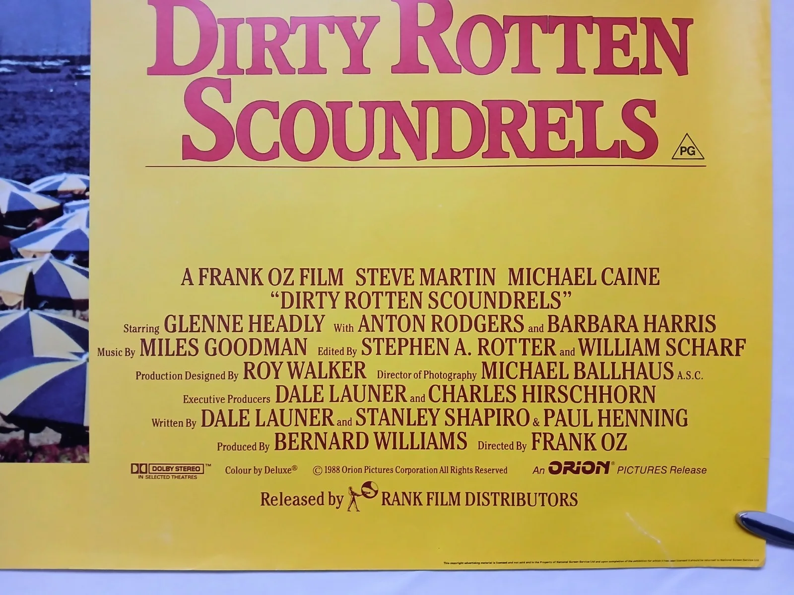 DIRTY ROTTEN SCOUNDRELS (1988) original quad poster -Steve Martin, Michael Caine, изображение 5