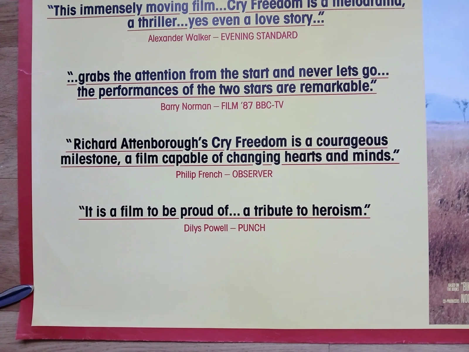CRY FREEDOM (1987) original rolled quad poster - Kevin Kline, Denzel Washington, изображение 4