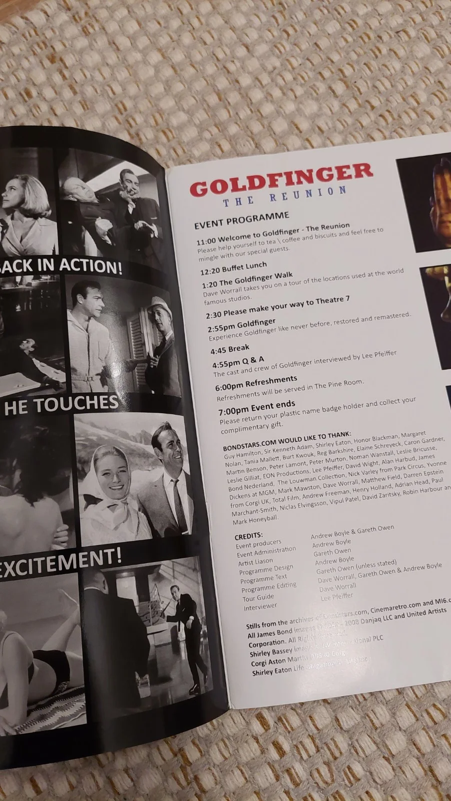 James Bond 007 Bondstars Goldfinger event brochure signed. Hamilton,lamont,eaton, image 4