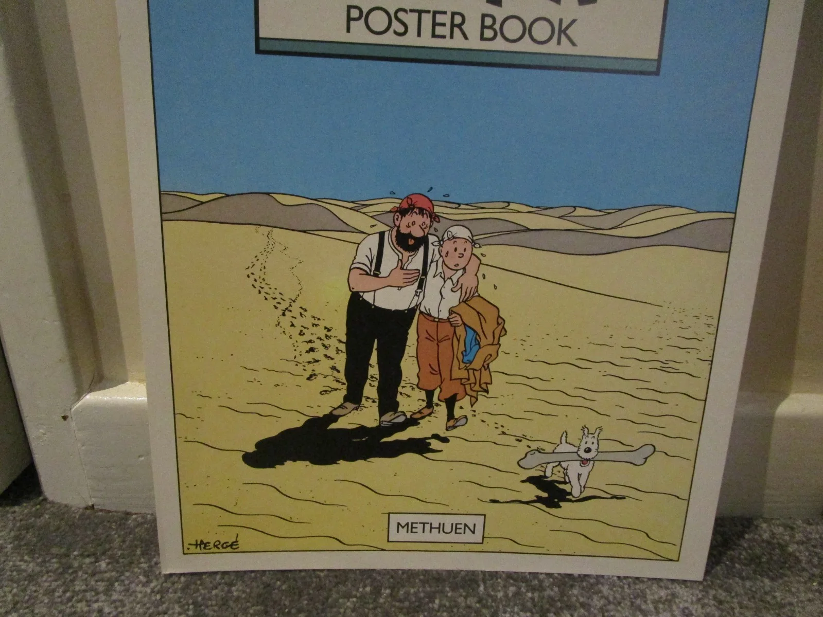 THE TINTIN POSTER BOOK CARD POSTER RARE VINTAGE 1989 MADE IN ITALY DESERT SCENE, изображение 2