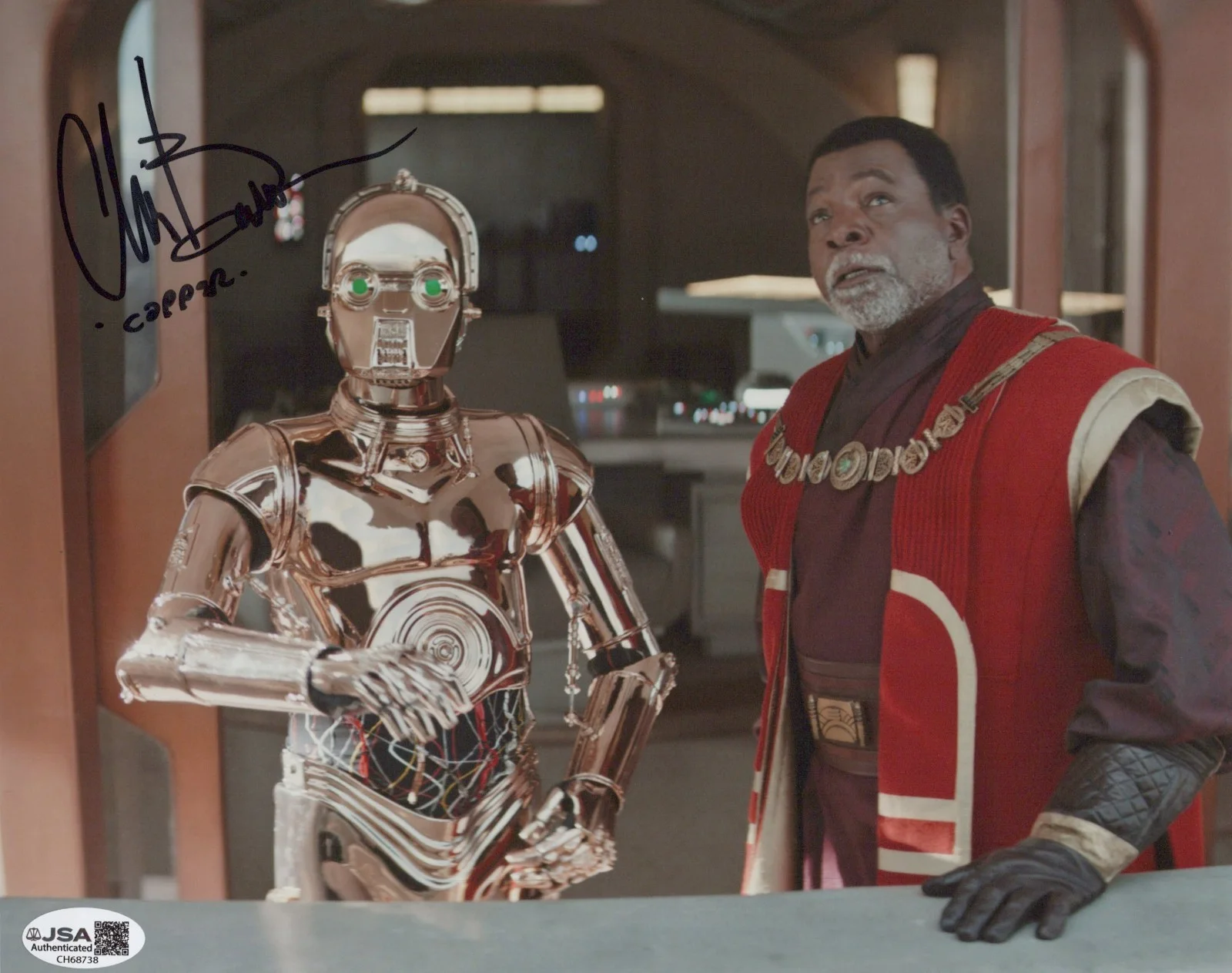 Chris Bartlett — Star Wars- The Mandalorian- Copper 8x10 photo signed by Chris Bartlett JSA COA