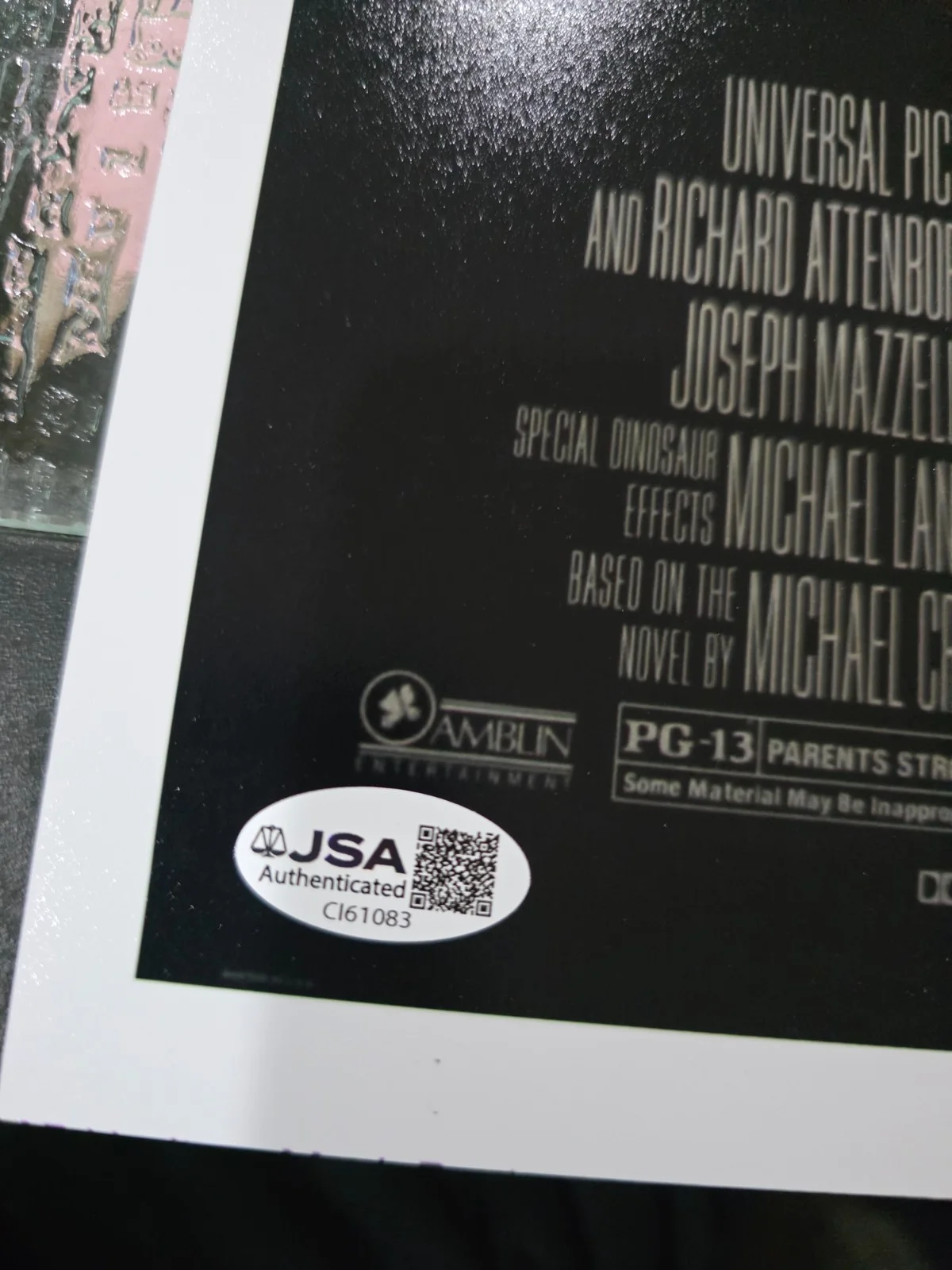 Jeff Goldblum — Jeff Goldblum SIGNED JURASSIC PARK 12x18 Mini Poster JSA COA, изображение 2