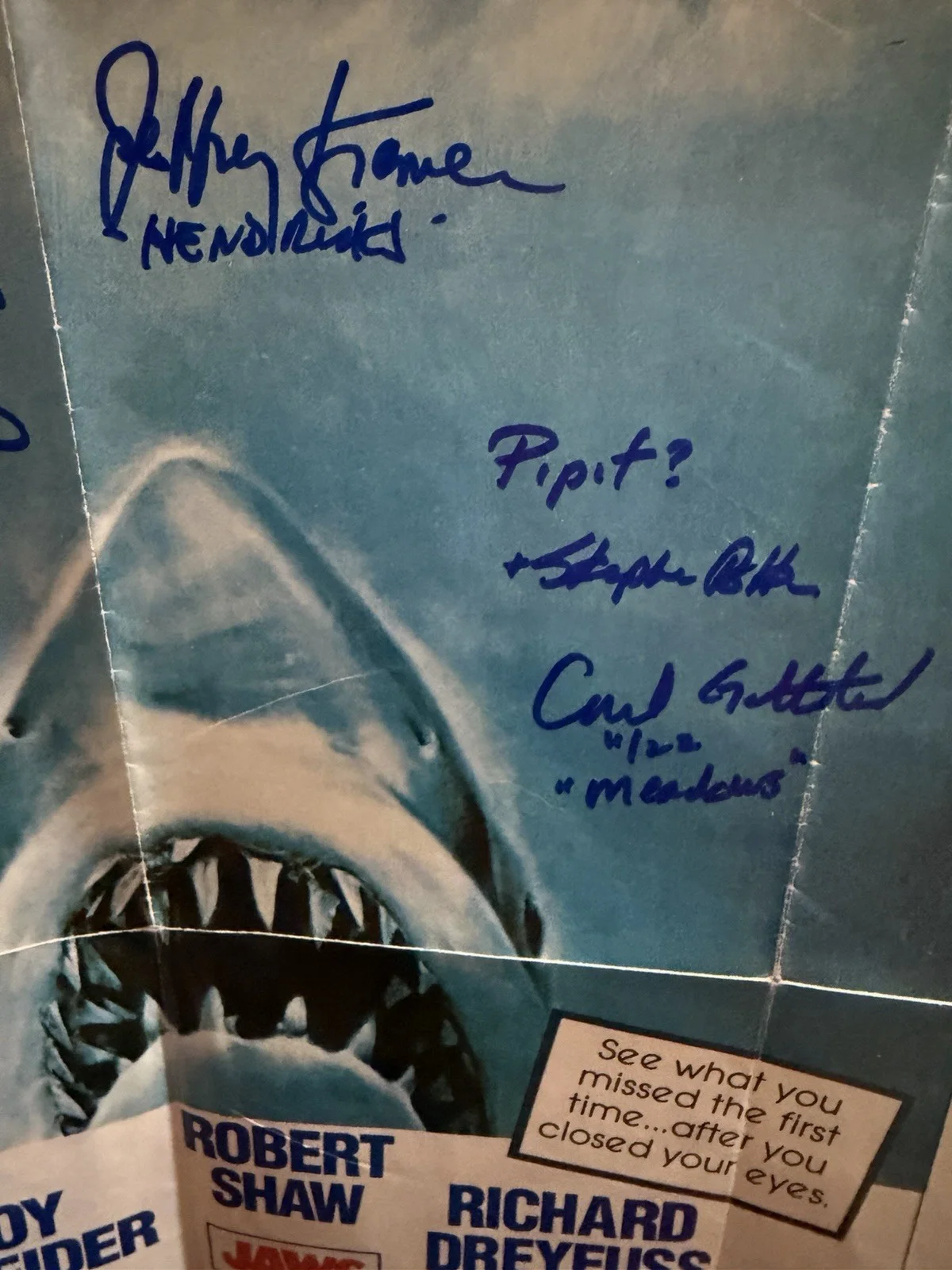 Topps Jaws 12x20 Movie Pin Up photo Poster Signed By 8 Richard Dreyfuss Shark, изображение 5