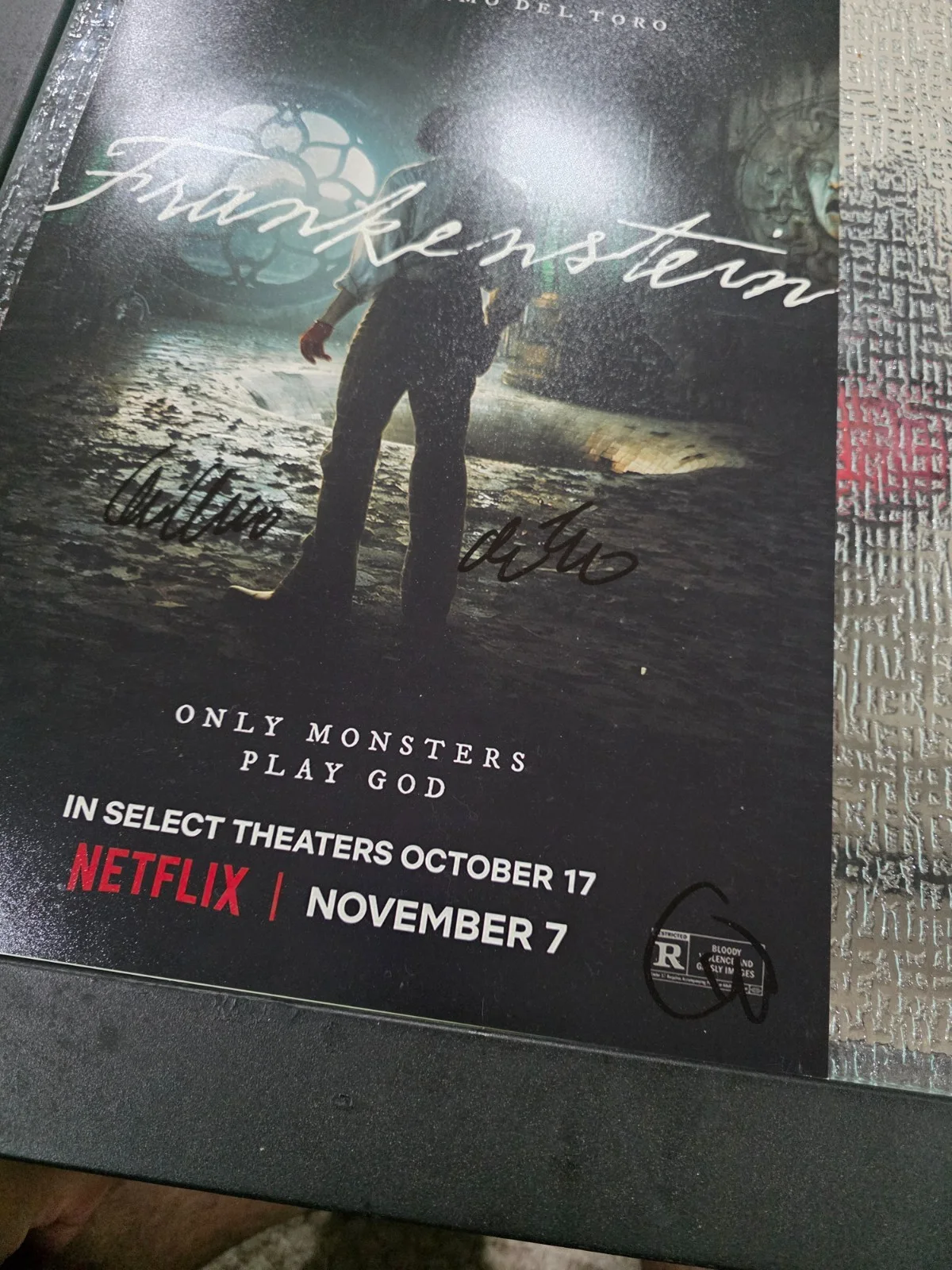 FRANKENSTEIN 12x18 cast signed JSA COA guillermo del toro, christoph waltz, изображение 2