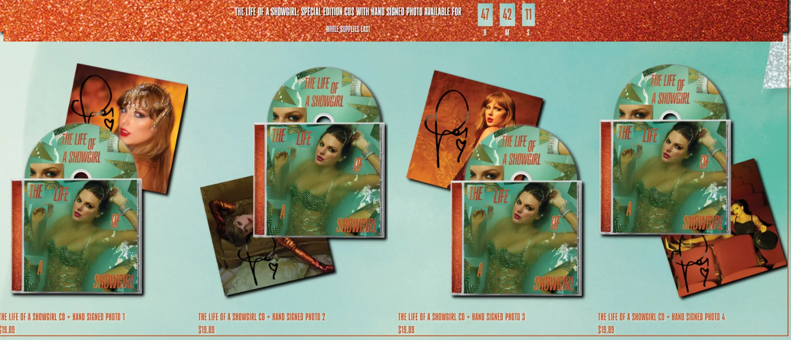 SEALED! Taylor Swift the life of a showgirl signed CD 2, изображение 3