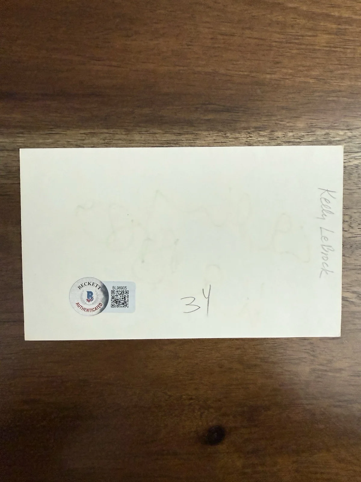 Kelly Le Brock — Kelly Le Brock Lebrock signed 3” X 5” index card BAS COA Beckett, image 2