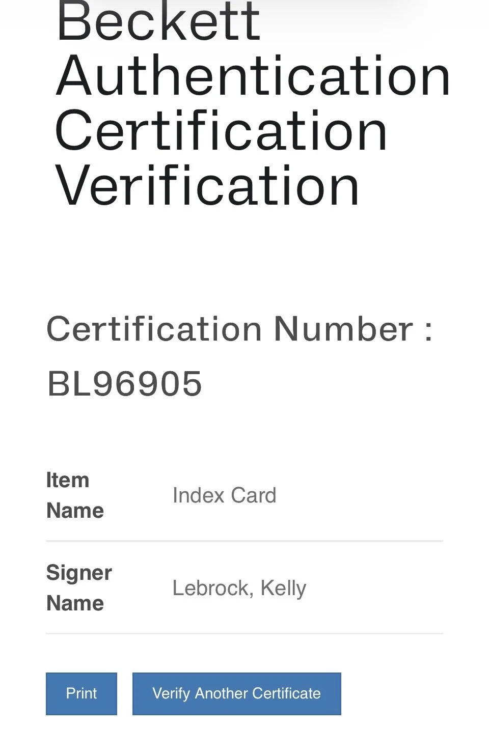 Kelly Le Brock — Kelly Le Brock Lebrock signed 3” X 5” index card BAS COA Beckett, image 4