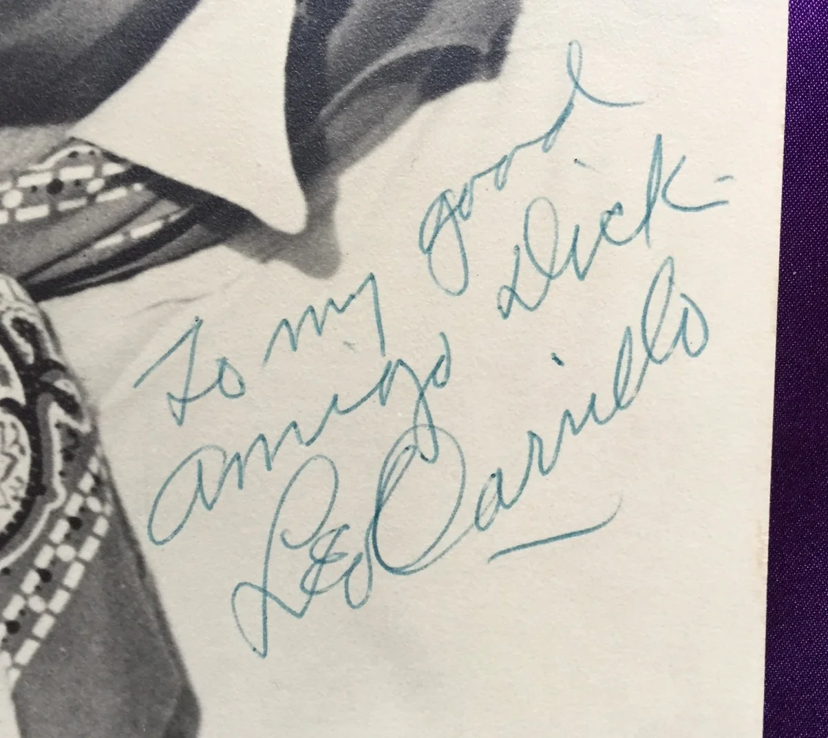Leo Carillo — LEO CARRILLO - Pancho in Cisco Kid - Large, SIGNED Photo - JSA Authentication, image 2