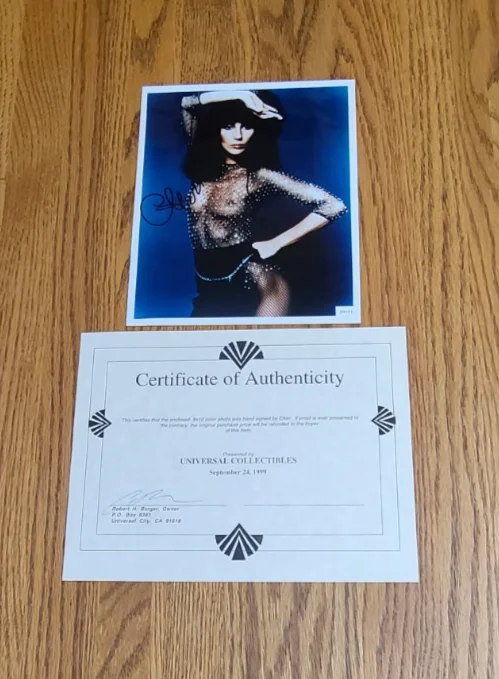 Cher — CHER in Sheer dress, autographed signed w/ COA 8x10 photo, image 3