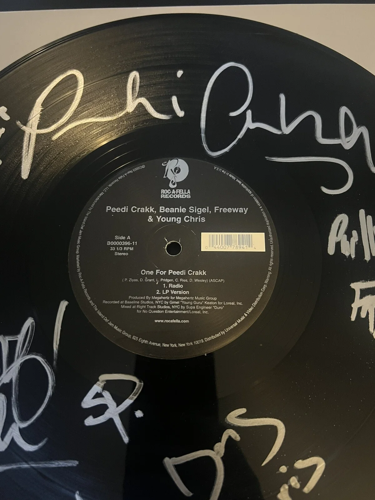 One For Peedi Crack Signed Vinyl Freeway Beanie Sigel Young Chris Roc A Fella, изображение 2