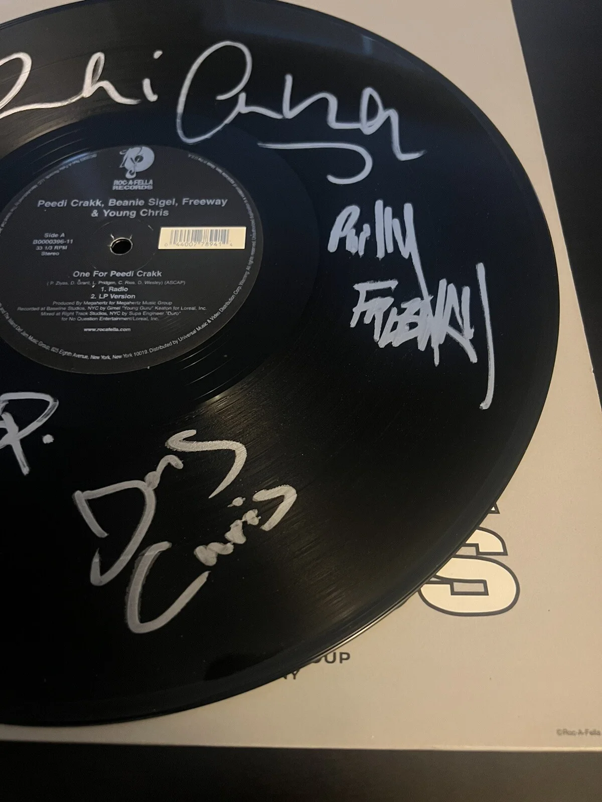 One For Peedi Crack Signed Vinyl Freeway Beanie Sigel Young Chris Roc A Fella, изображение 4