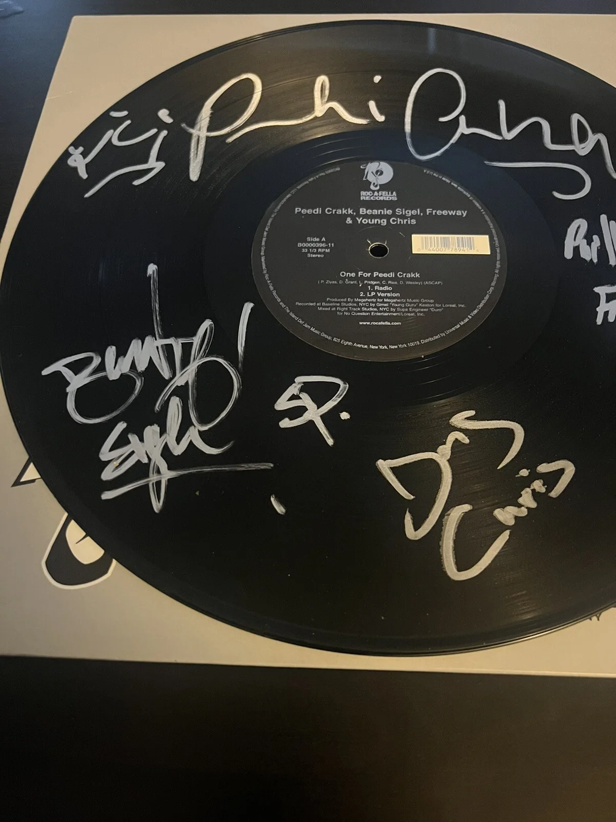 One For Peedi Crack Signed Vinyl Freeway Beanie Sigel Young Chris Roc A Fella, изображение 5
