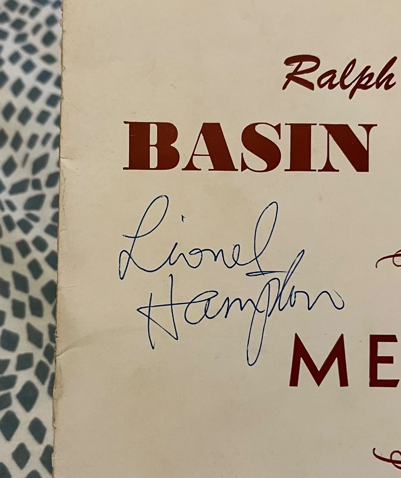 Lionel Hampton — Lionel Hampton signed menu, image 4