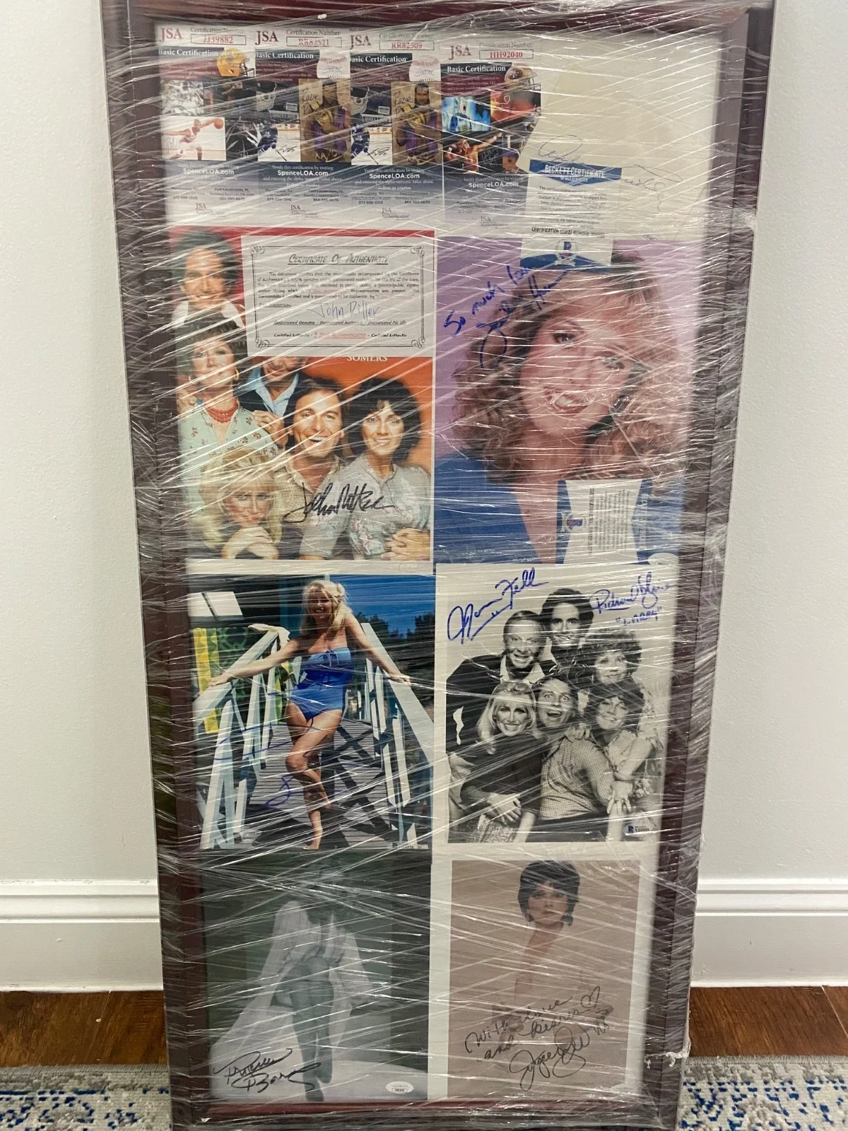 Priscilla Barnes, John Ritter — John Ritter Joyce DeWitt Suzanne Somers & Signed Auto Collage Three's Company
