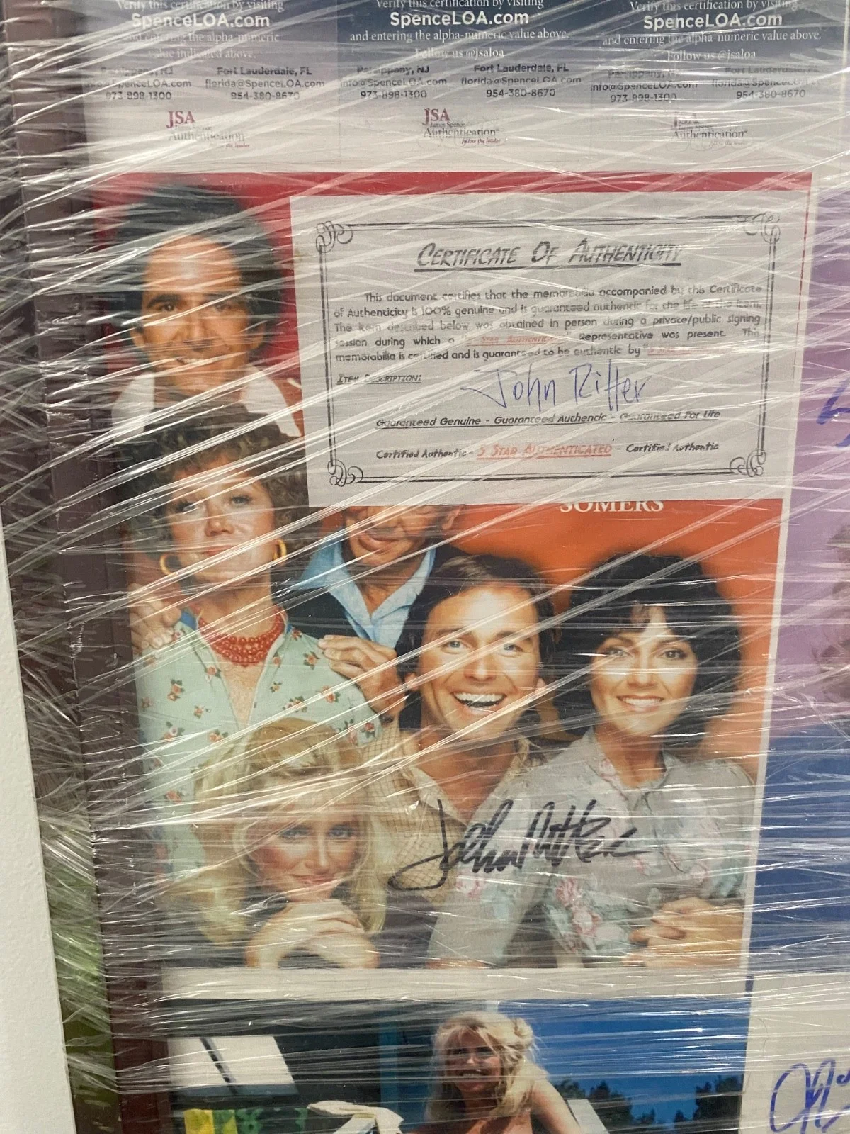 Priscilla Barnes, John Ritter — John Ritter Joyce DeWitt Suzanne Somers & Signed Auto Collage Three's Company, image 2