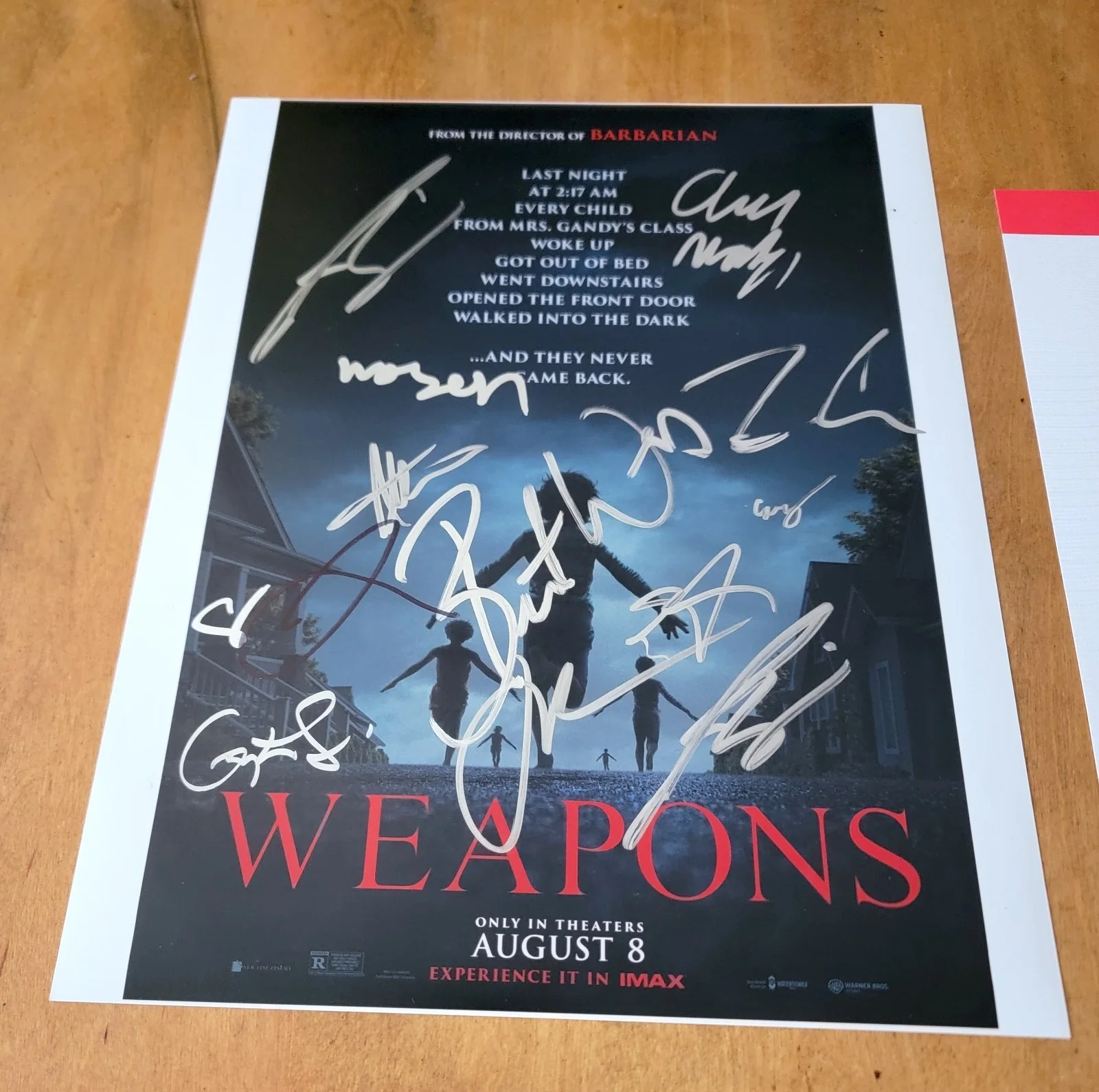 Zach Cregger, Amy Madigan, Julia Garner — Weapons cast 12 signed 11x14 Photo PSA DNA Julia Garner Amy Madigan Zach Cregger, изображение 2