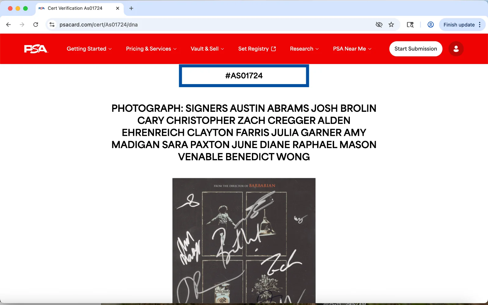Zach Cregger, Amy Madigan, Julia Garner — Weapons cast 12 signed 11x14 Photo PSA Julia Garner Amy Madigan Cary Christopher, image 5
