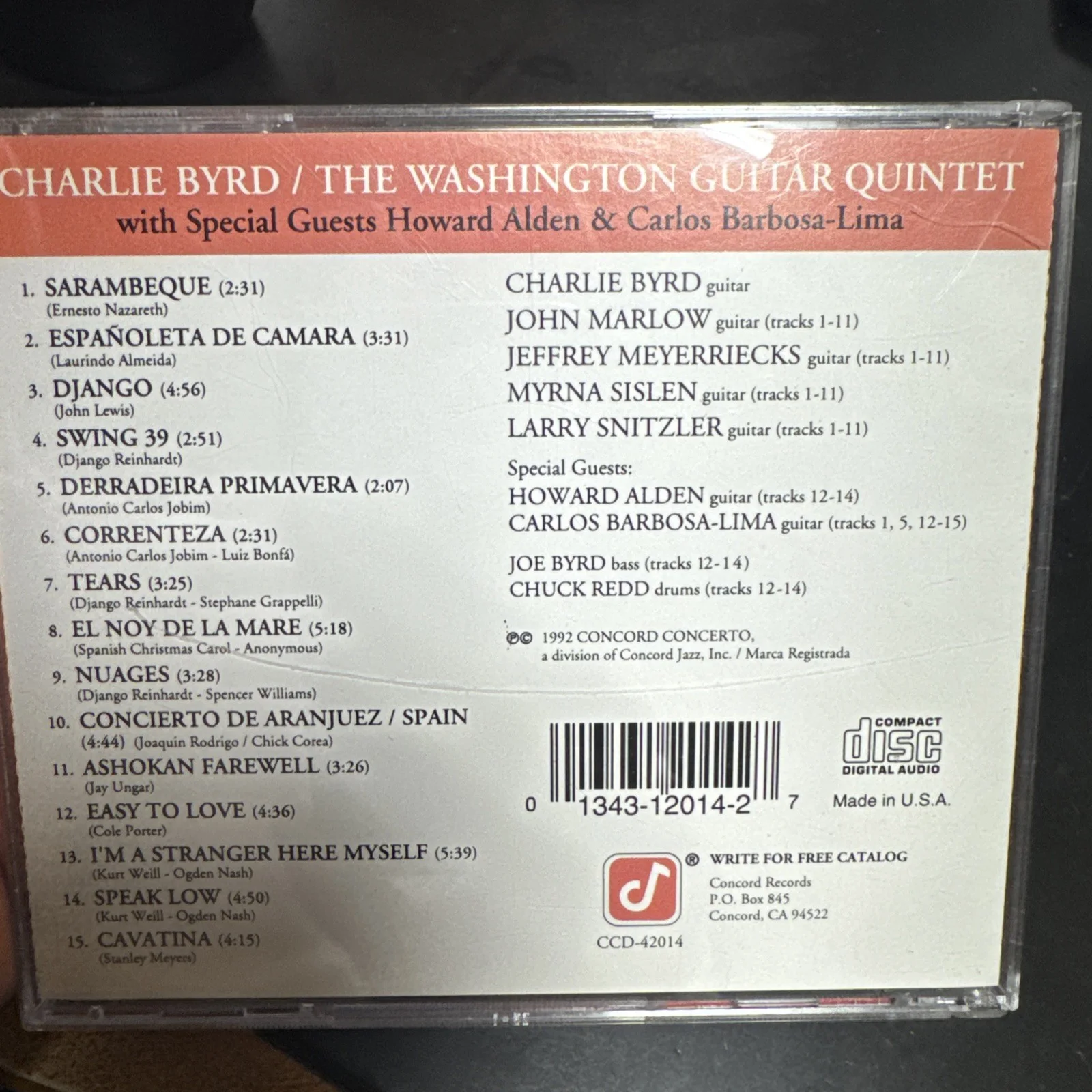 HAND AUTOGRAPHED Charlie Byrd – signed Cd -, image 2