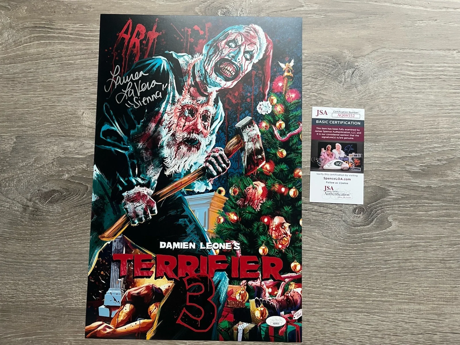 Lauren LaVera — Lauren LaVera Signed Terrifier 3 11x17 Photo JSA COA Sienna Art The Clown