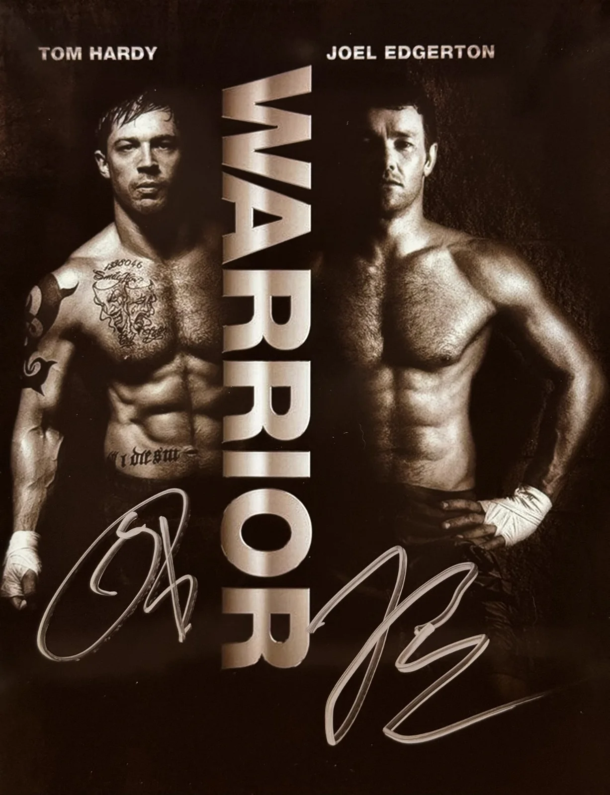 Tom Hardy & Joel Edgerton — Tom Hardy & Joel Edgerton, Signed 8x10 Autograph Photo, "Warrior"