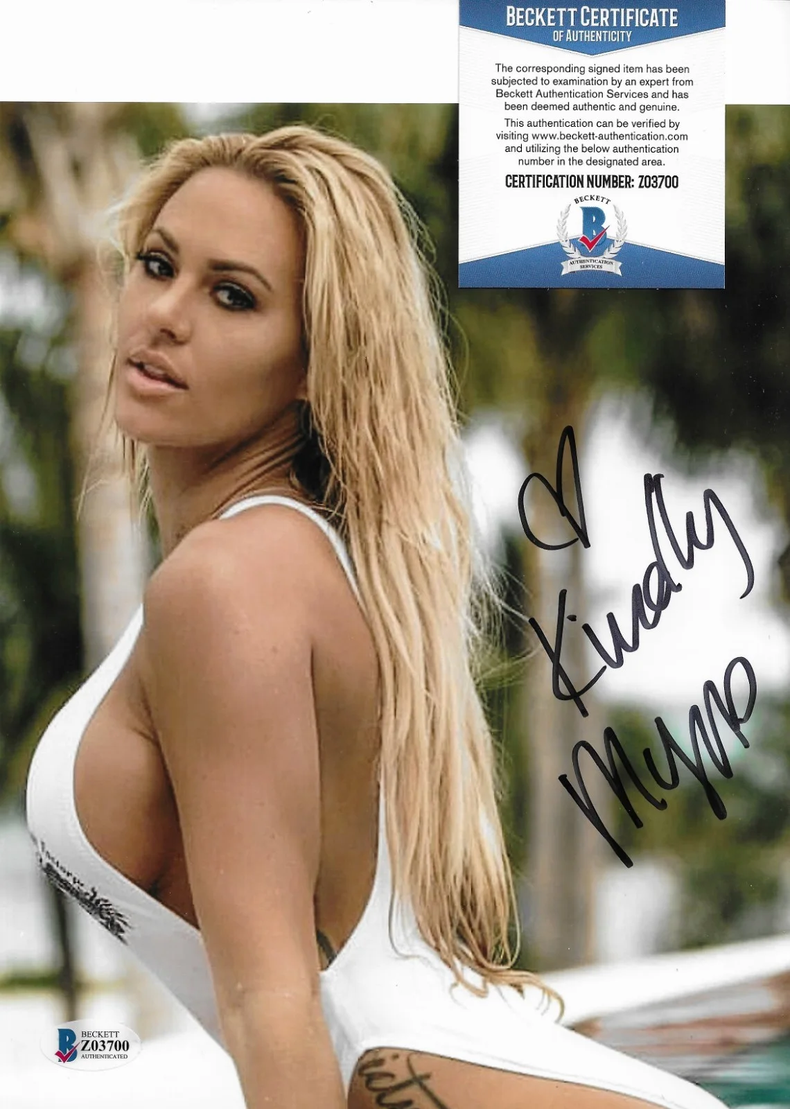 Kindly Myers — Kindly Myers Signed 8x10 Photo Autographed BAS COA Beckett Swimsuit Model 00, image 2