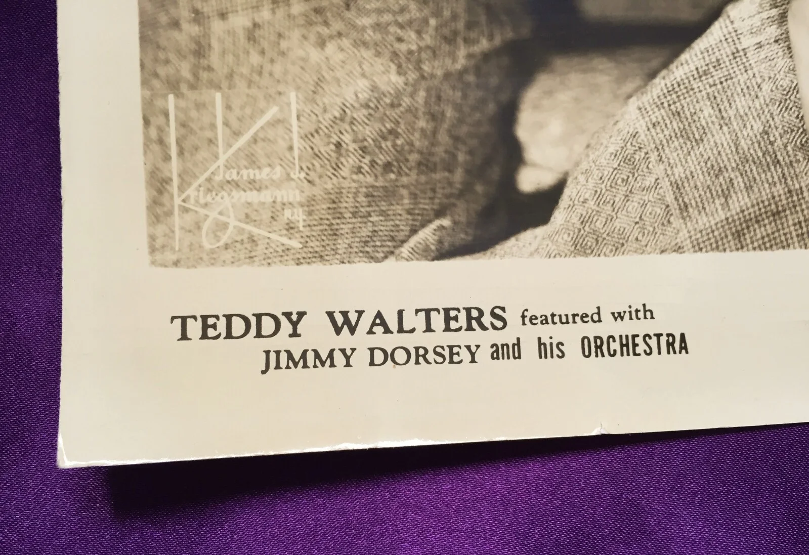 TEDDY WALTERS SIGNED PHOTO - Singer, Guitarist, Tommy & Jimmy Dorsey, изображение 3