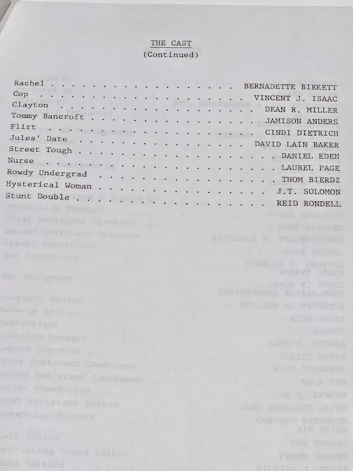 St Elmo's Fire Cast,Credits and Production sheets., image 5
