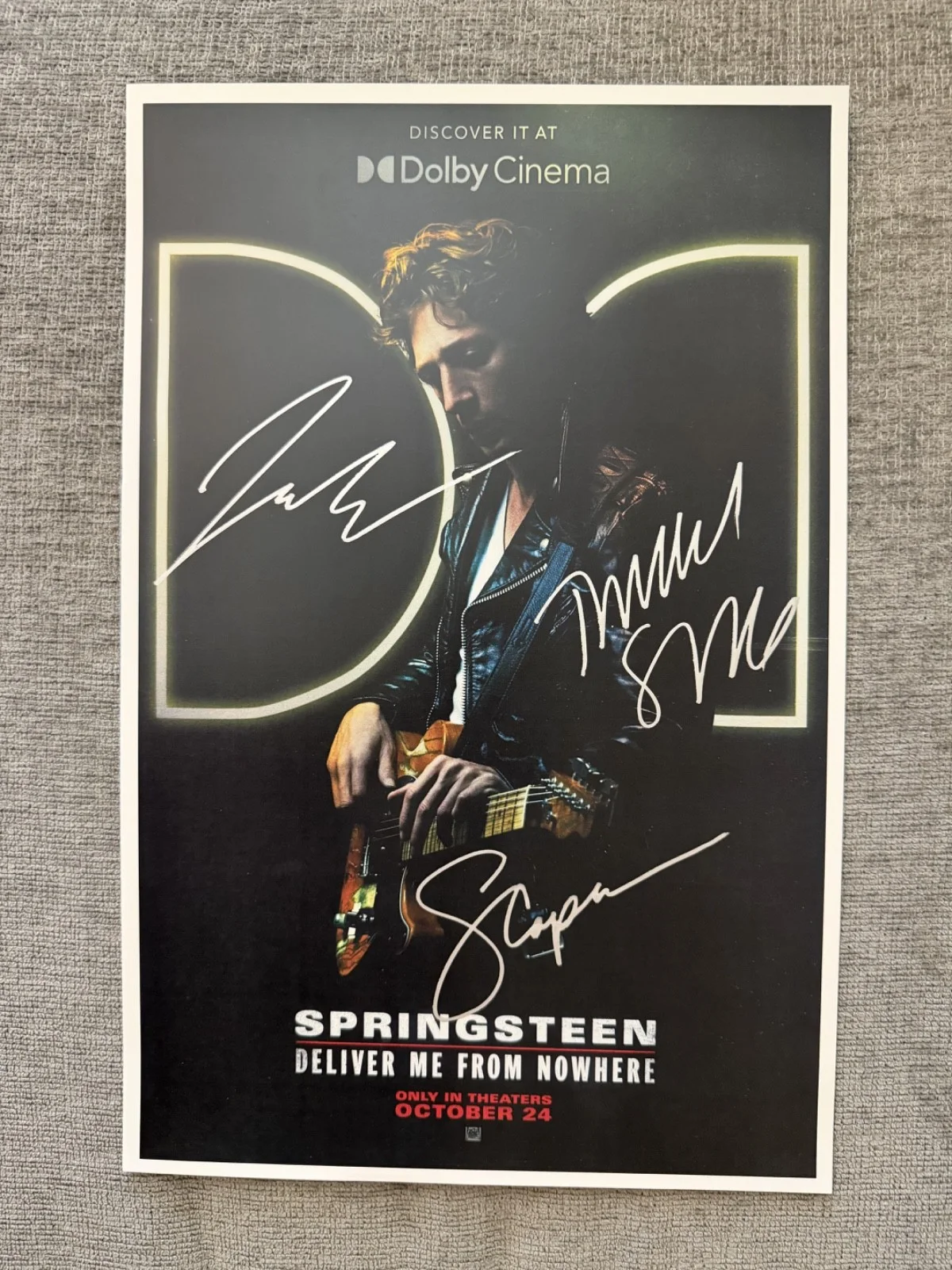 Jeremy Allen White, Jeremy Strong, director Scott Cooper — Deliver Me From Nowhere Poster 11x17 Signed by Jeremy Allen White,Strong,Cooper