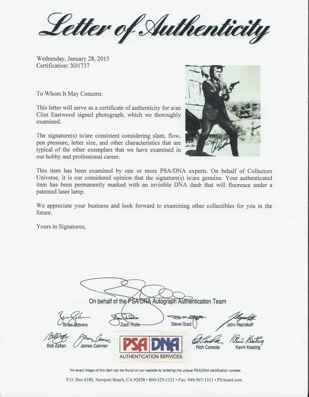 Clint Eastwood — Clint Eastwood Dirty Harry Gran Torino Signed Autograph 11x14 Photo PSA/DNA COA, изображение 3