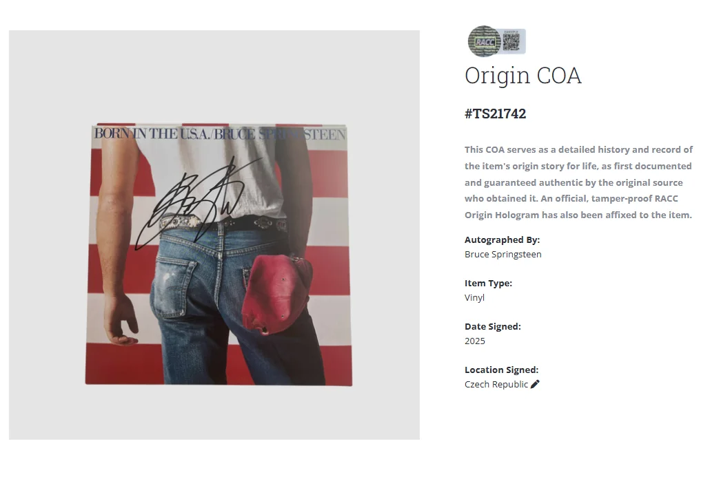 Bruce Springsteen Born In The USA Autographed Signed Album Vinyl Record LP w/COA, изображение 2