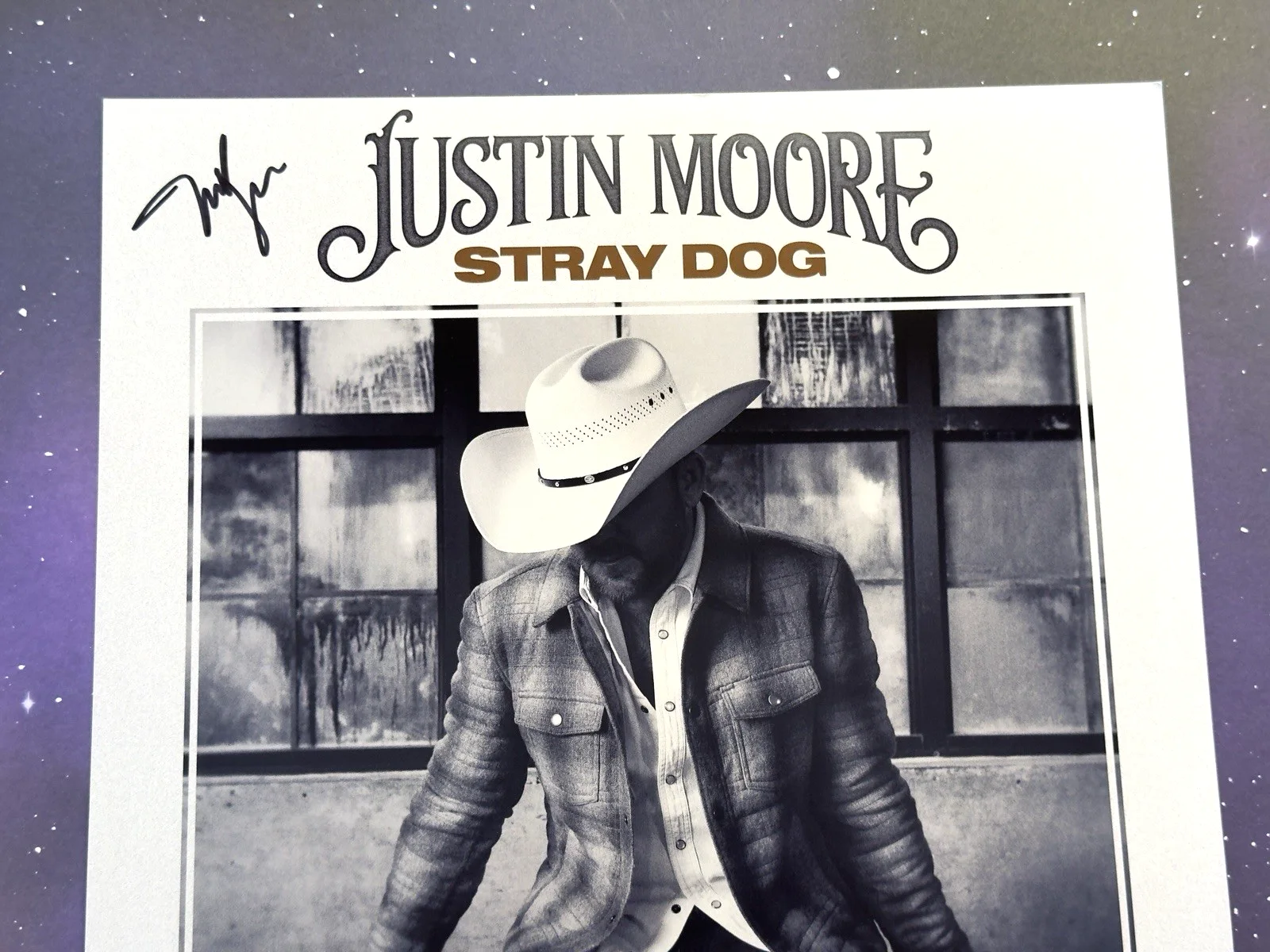 JUSTIN MOORE Stray Dog Signed Autographed 12.5x12.5 Album Flat Cover Poster, image 3