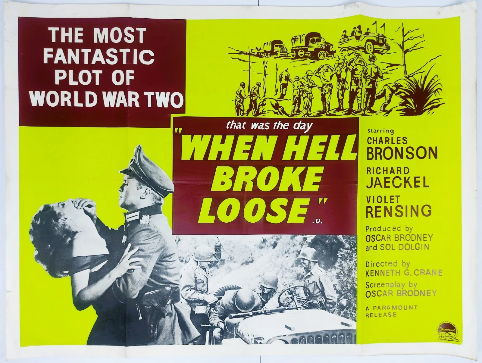 WHEN HELL BROKE LOOSE ORIGINAL UK QUAD FILM POSTER 1958, изображение 2
