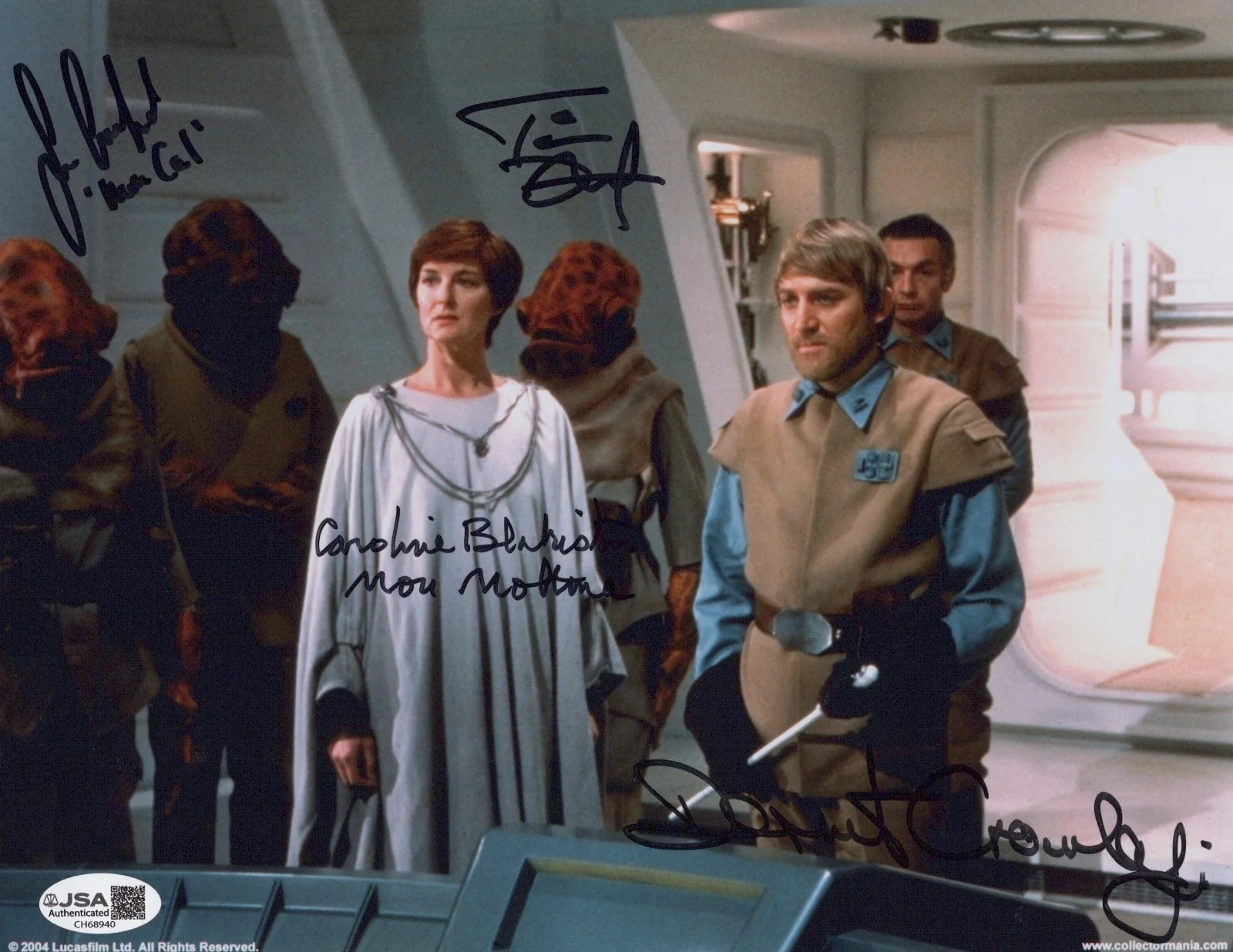 Caroline Blakiston, Sean Crawford, Dermot Crowley & Tim Dry — Star Wars 8x10 photo signed by Blakiston, Crawford, Crowley & Dry JSA COA