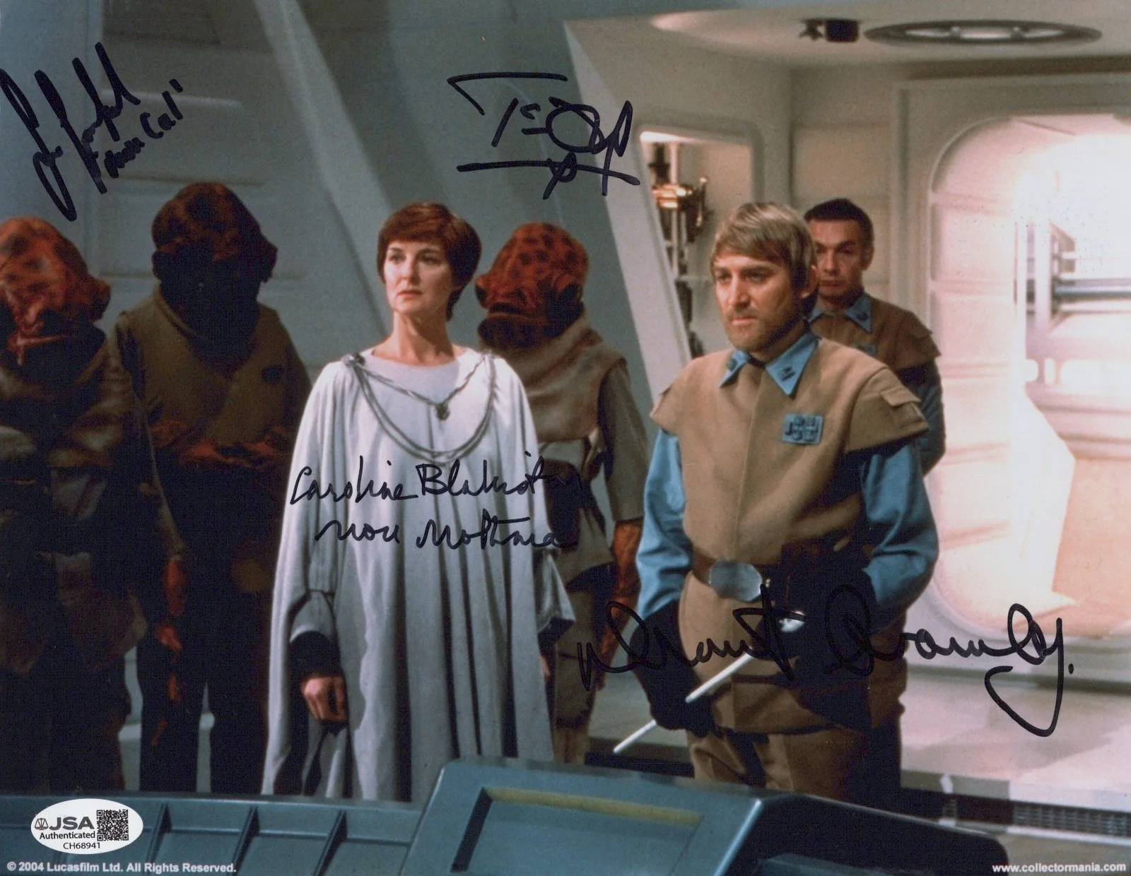 Caroline Blakiston, Sean Crawford, Dermot Crowley & Tim Dry — Star Wars 8x10 photo signed by Blakiston, Crawford, Crowley & Dry JSA COA
