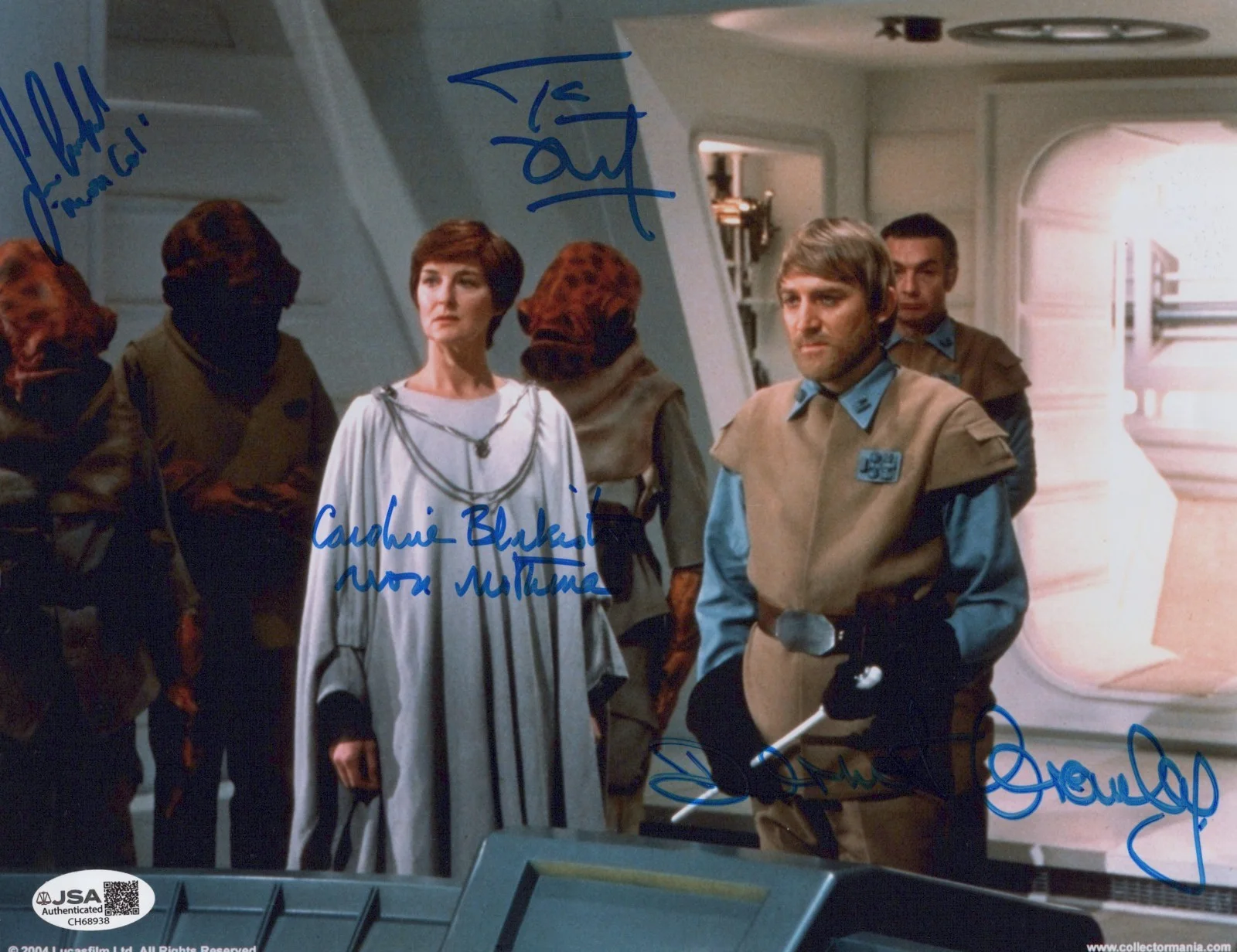 Caroline Blakiston, Sean Crawford, Dermot Crowley & Tim Dry — Star Wars 8x10 photo signed by Blakiston, Crawford, Crowley & Dry JSA COA