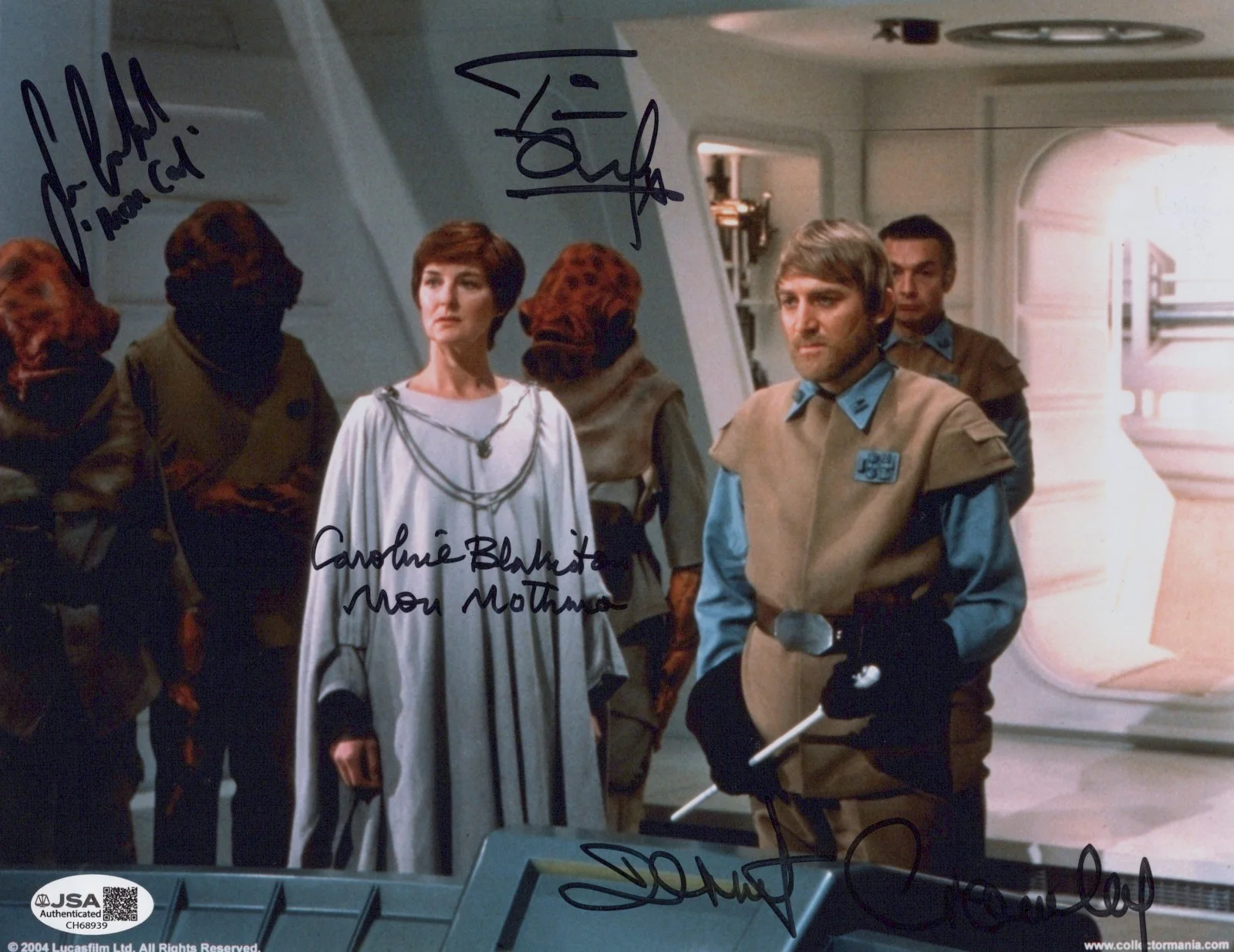 Caroline Blakiston, Sean Crawford, Dermot Crowley & Tim Dry — Star Wars 8x10 photo signed by Blakiston, Crawford, Crowley & Dry JSA COA