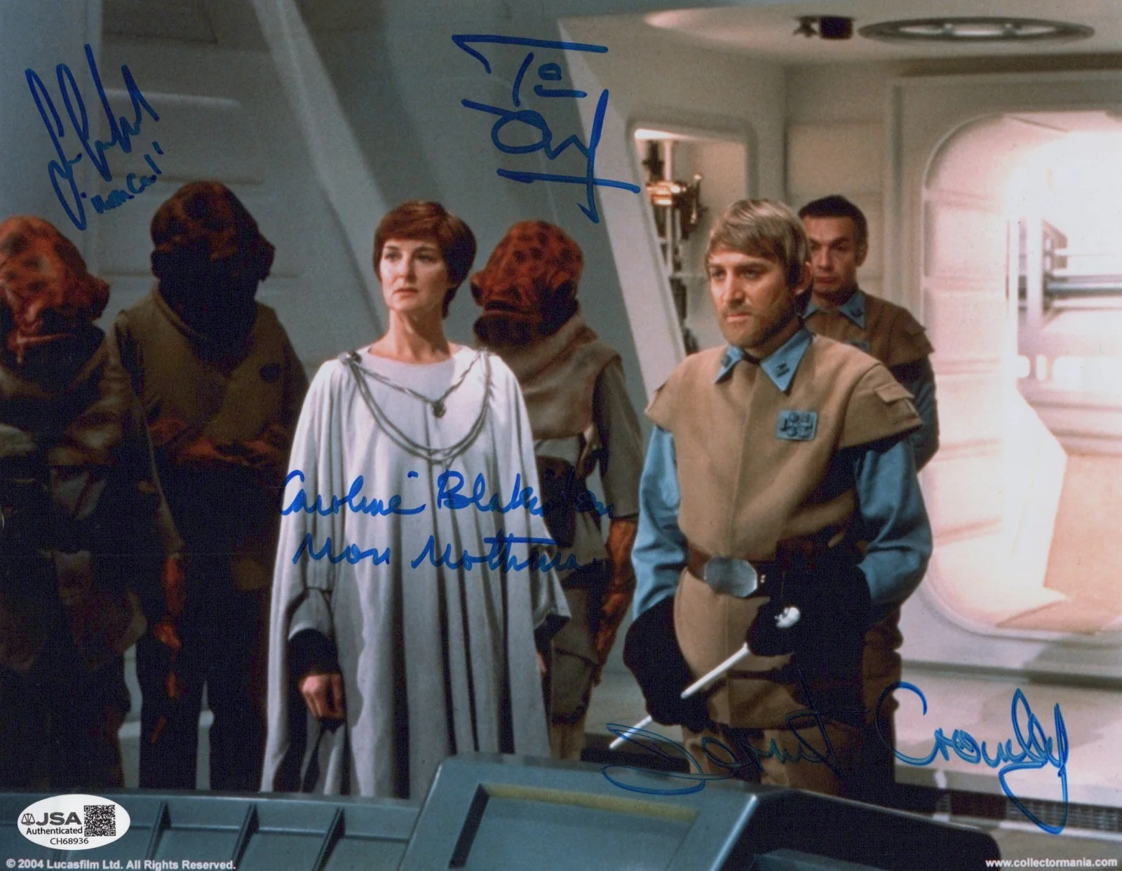 Caroline Blakiston, Sean Crawford, Dermot Crowley & Tim Dry — Star Wars 8x10 photo signed by Blakiston, Crawford, Crowley & Dry JSA COA