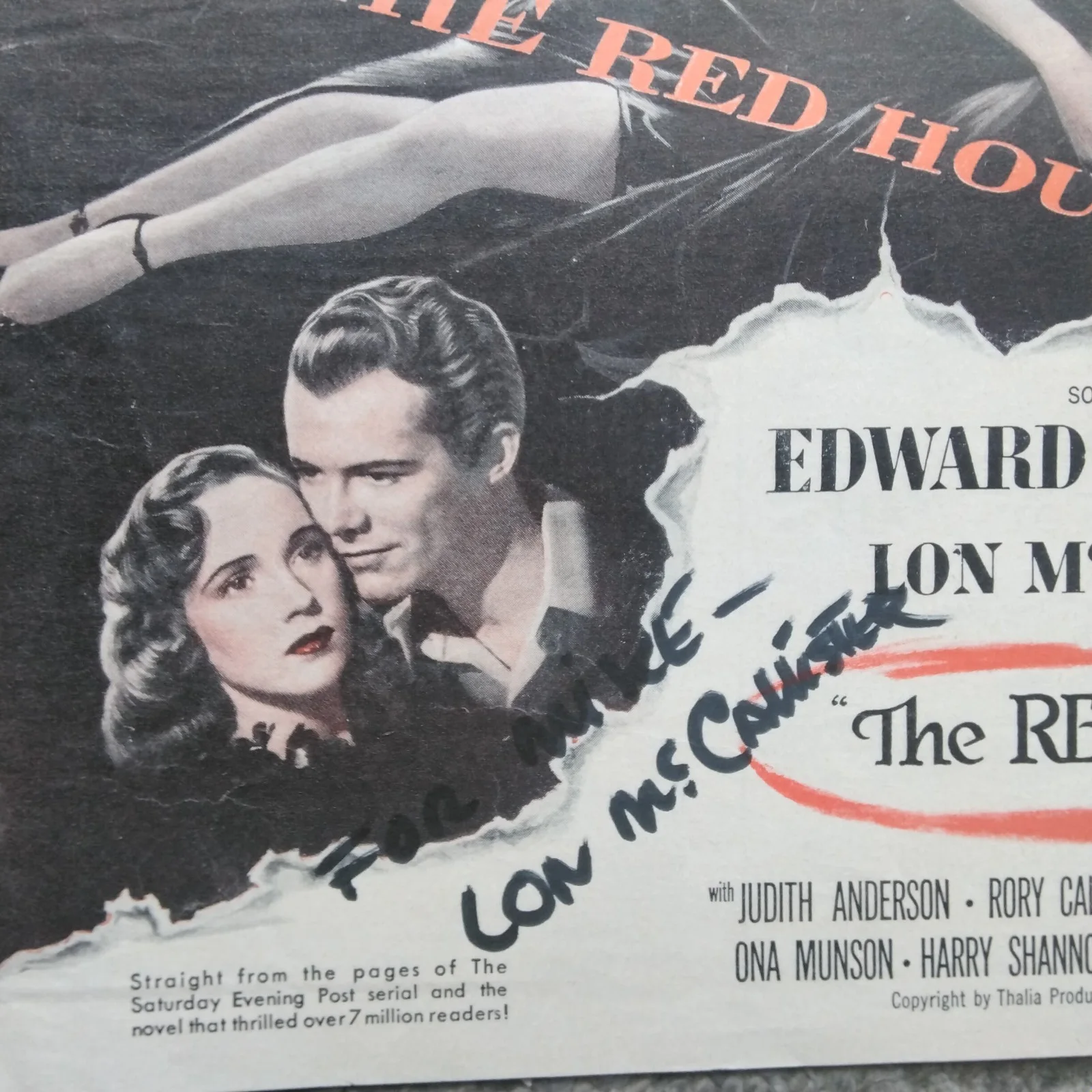 Lon McCallister SIGNED 1947 Movie Ad The Red House Edward G Robinson Film Noir, изображение 5