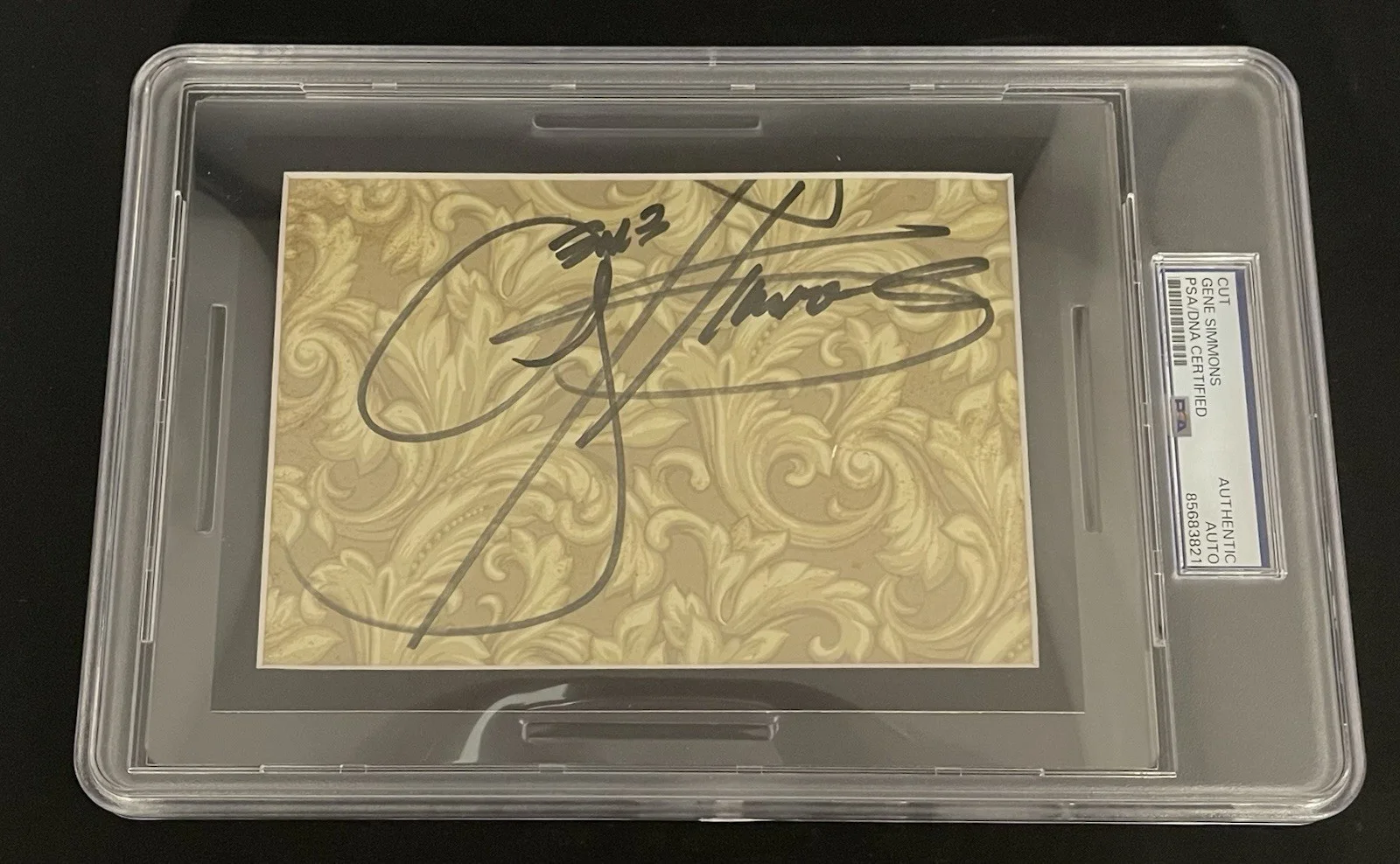 Gene Simmons Kiss PSA/DNA Signed Cut Signature 5x7 Autographed Slabbed, image 2