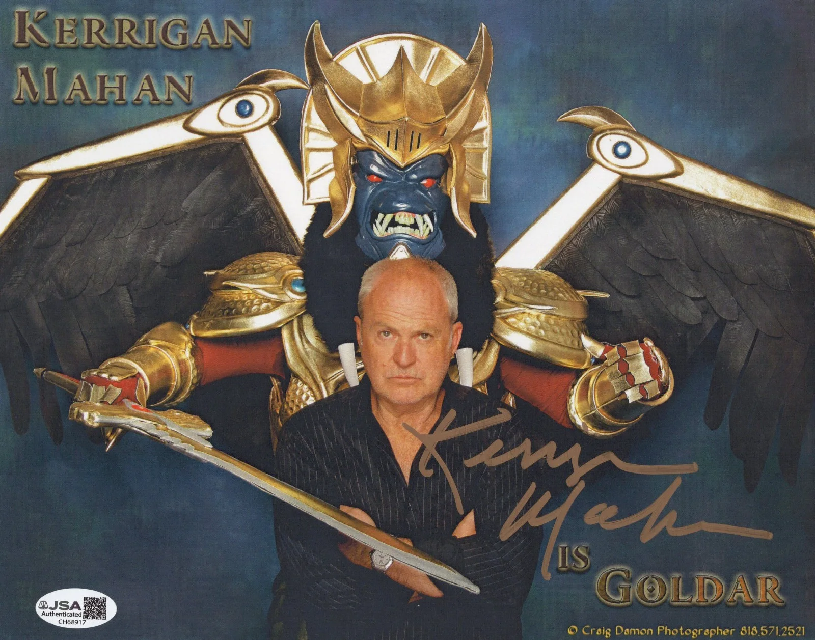 Kerrigan Mahan — Mighty Morphin Power Rangers- Kerrigan Mahan signed Goldar 8x10 photo JSA COA