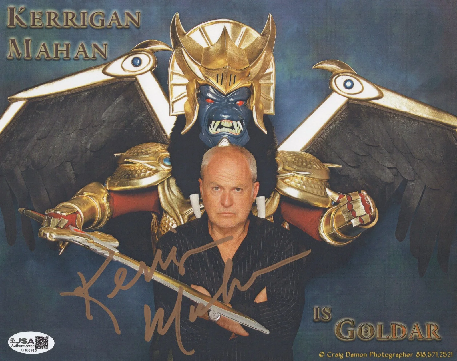 Kerrigan Mahan — Mighty Morphin Power Rangers- Kerrigan Mahan signed Goldar 8x10 photo JSA COA