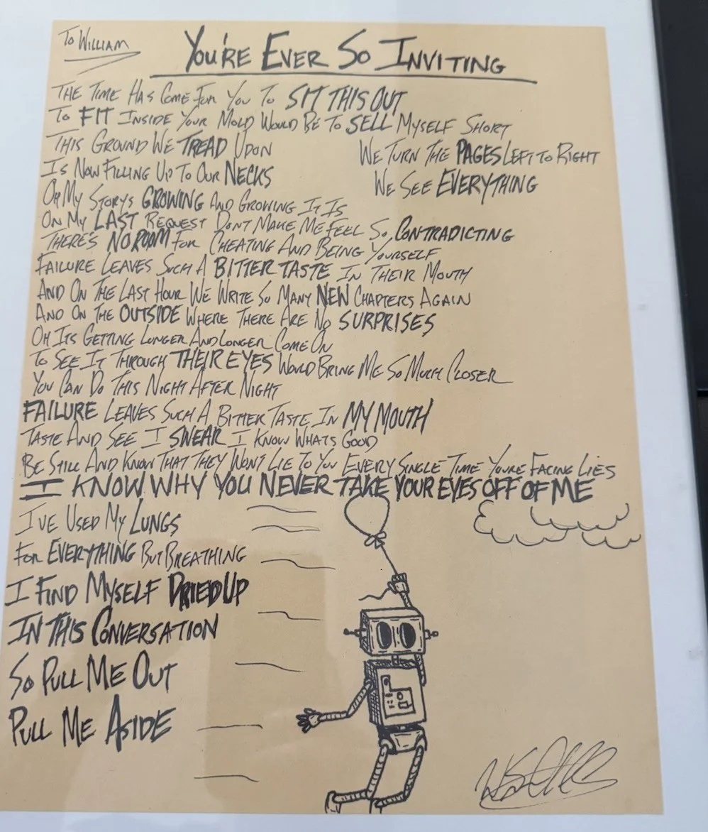 Underoath Spencer Chamberlin signed lyrics Your Ever So Inviting, image 2