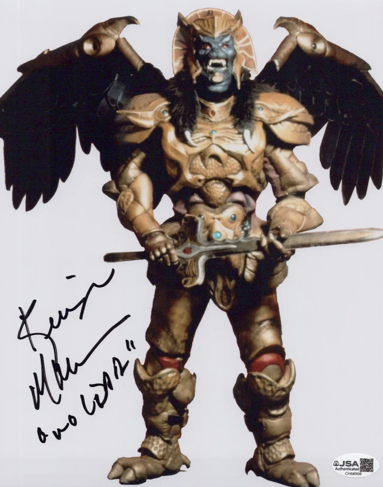 Kerrigan Mahan — Mighty Morphin Power Rangers- Kerrigan Mahan signed Goldar 8x10 photo JSA COA