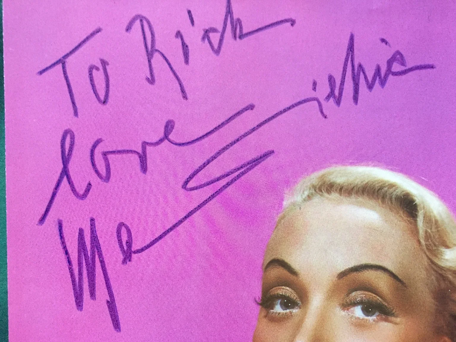 Marlene Dietrich — SIGNED - MARLENE DIETRICH - Large Color Image, Original Autograph, image 2
