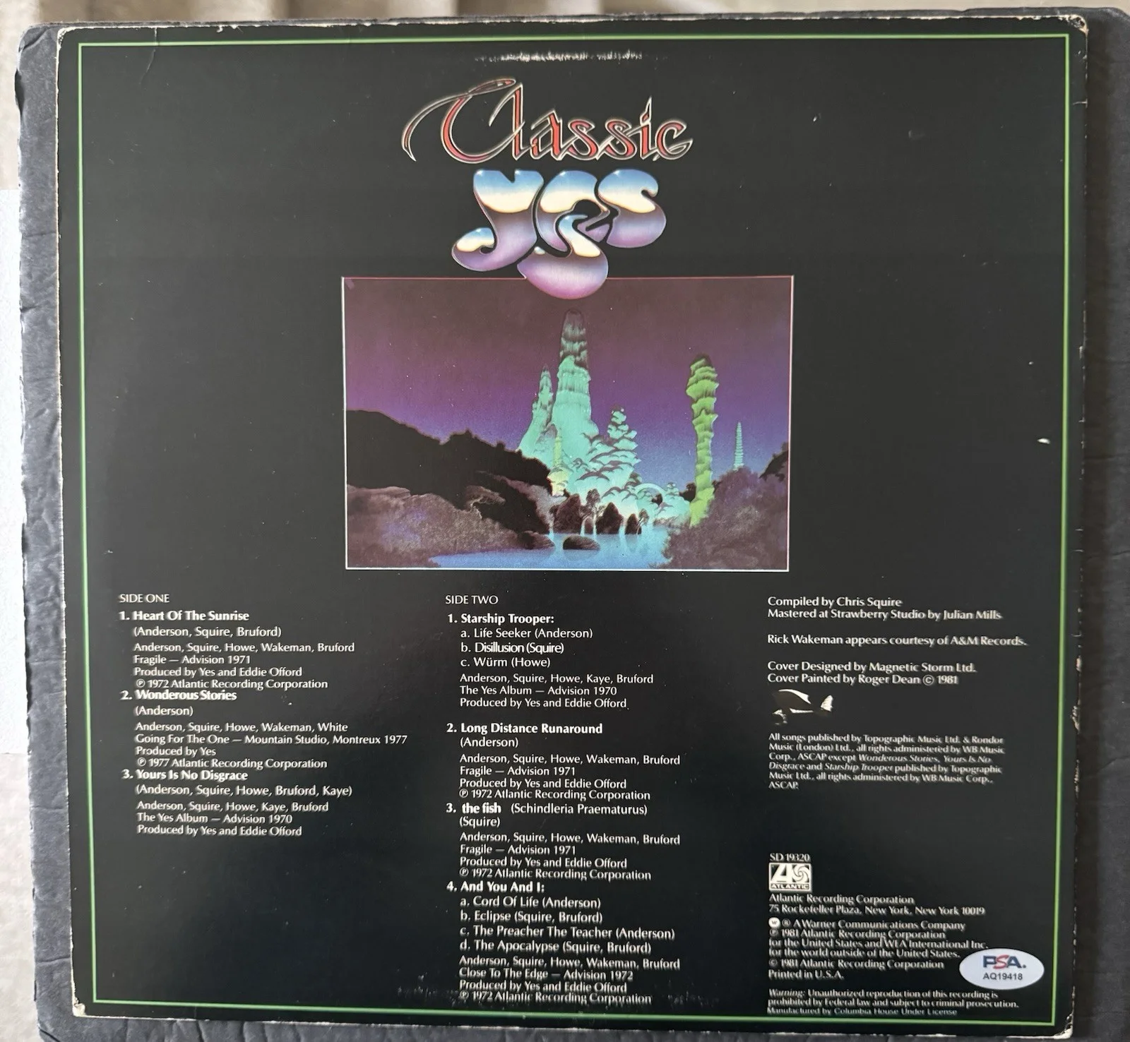 Jon Anderson Rick Wakeman Signed Vinyl Classic Yes autograph Album PSA/DNA COA, image 2