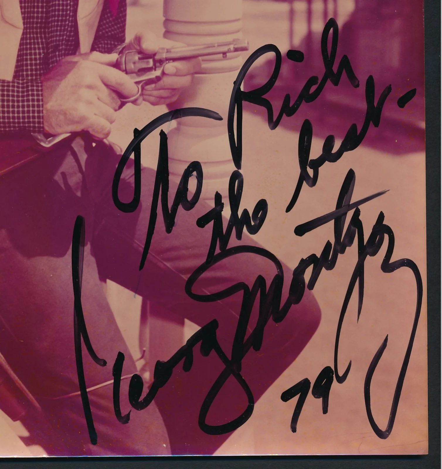 George Montgomery - Signed & Insc. Borderless 8x10 Color Photo - Autograph, image 2