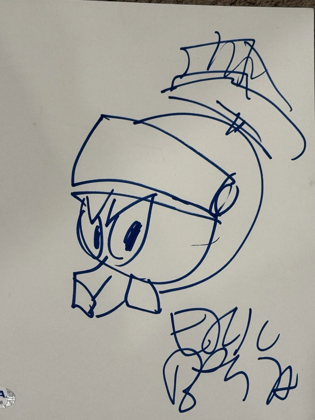 Eric Bauza — ERIC BAUZA SIGNED SPACE JAM MARVIN THE MARTIAN ART SKETCH 8.5x11 PSA, изображение 2